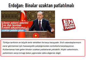 Cumhurbaşkanı Erdoğan: “Binalar Uzaktan Patlatılmalı, Sonra Mehmetçik Girmeli”